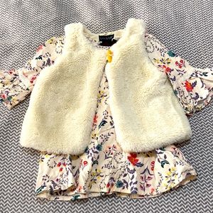Toddler’s girl dressy shirt & faux fur set!